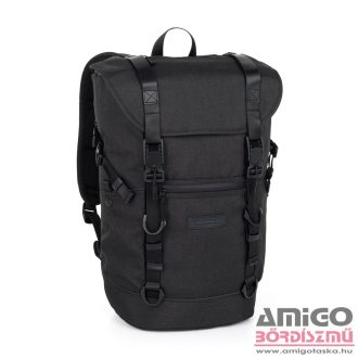 Bagmaster fekete ráhajtós textil hátizsák messenger24a