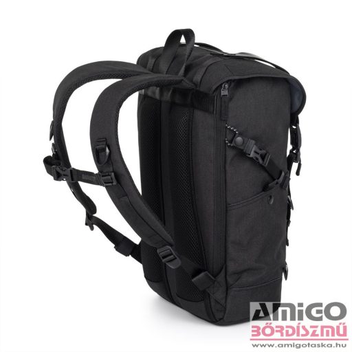 Bagmaster fekete ráhajtós textil hátizsák messenger24a