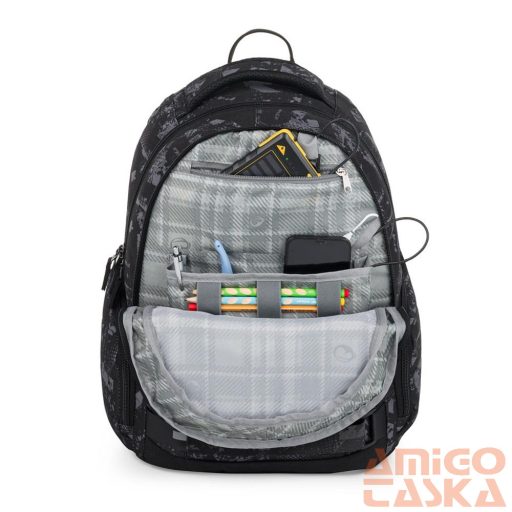 Bagmaster fekete / szürke mintás  textil hátizsák nomad25b