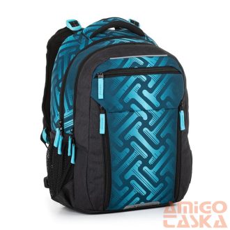 Bagmaster kék mintás / fekete textil hátizsák porto22c