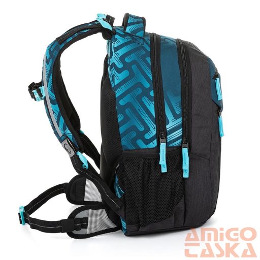 Bagmaster kék mintás / fekete textil hátizsák porto22c