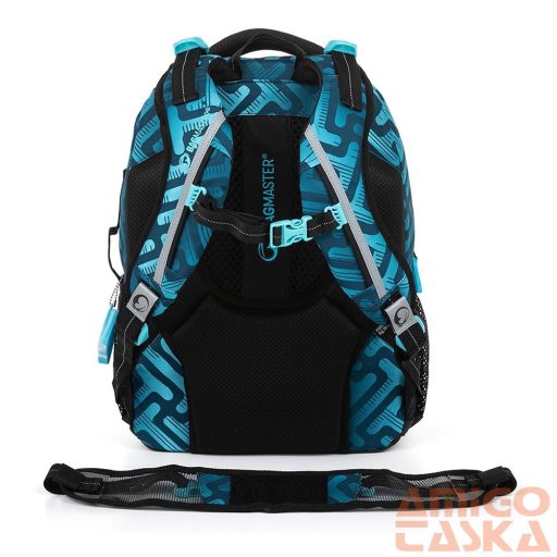 Bagmaster kék mintás / fekete textil hátizsák porto22c
