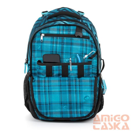Bagmaster kék mintás / fekete textil hátizsák porto22c