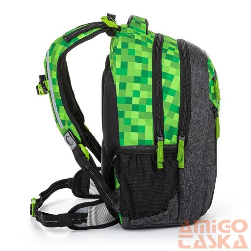Bagmaster zöld mintás / sötétszürke textil hátizsák porto23b
