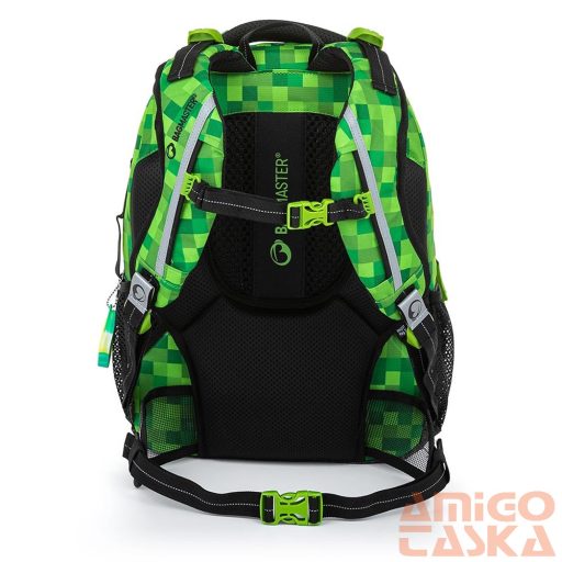 Bagmaster zöld mintás / sötétszürke textil hátizsák porto23b