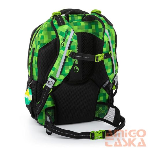 Bagmaster zöld mintás / sötétszürke textil hátizsák porto23b