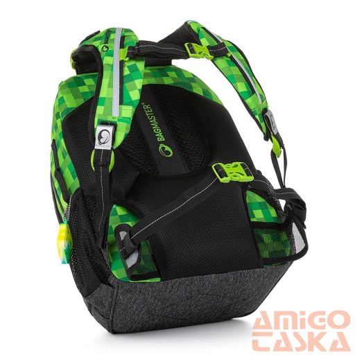 Bagmaster zöld mintás / sötétszürke textil hátizsák porto23b