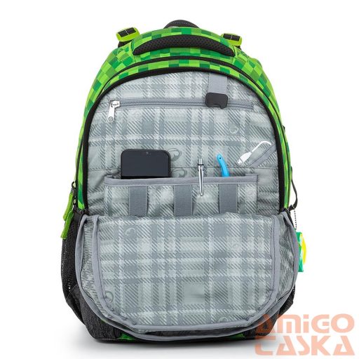 Bagmaster zöld mintás / sötétszürke textil hátizsák porto23b