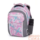 Bagmaster szürke / rózsaszín / kék mintás textil hátizsák porto24b