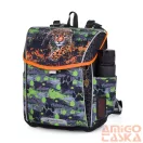 Bagmaster zöld / leopárdos ergonómiai iskolatáska prim24b