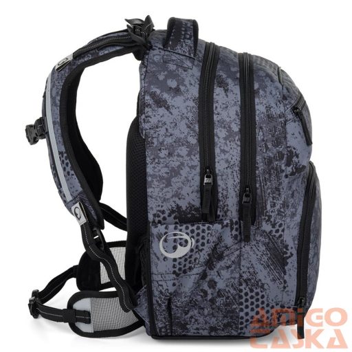 Bagmaster szürke / fekete mintás textil hátizsák zipster25b