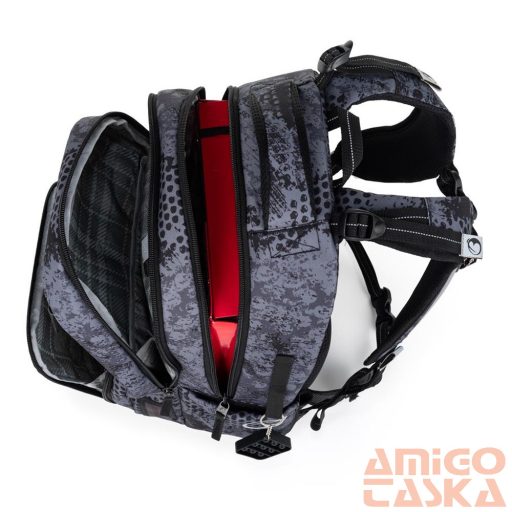Bagmaster szürke / fekete mintás textil hátizsák zipster25b