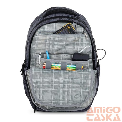 Bagmaster szürke / fekete mintás textil hátizsák zipster25b