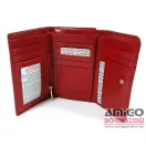 Blackline piros kívül cipzáras közepes női bőr pénztárca w8627-3