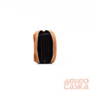 Bőr csaubarna erezett körbecipzáras cicás kártyatartó 6308