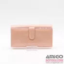 Bőr rózsaszín lakk / anyagában mintás hátul lehajtós nagy női bőr pénztárca l829001