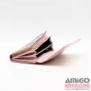 Bőr rózsaszín lakk / anyagában mintás hátul lehajtós nagy női bőr pénztárca l829001
