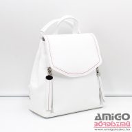   Bőr fehér erezett / piros varrásos ráhajtós női váll / hátitáska