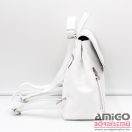 Bőr fehér erezett / piros varrásos ráhajtós női váll / hátitáska