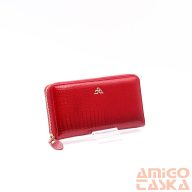   Bőr piros lakk / krokkómintás körbe cipzáras nagy női pénztárca l829007