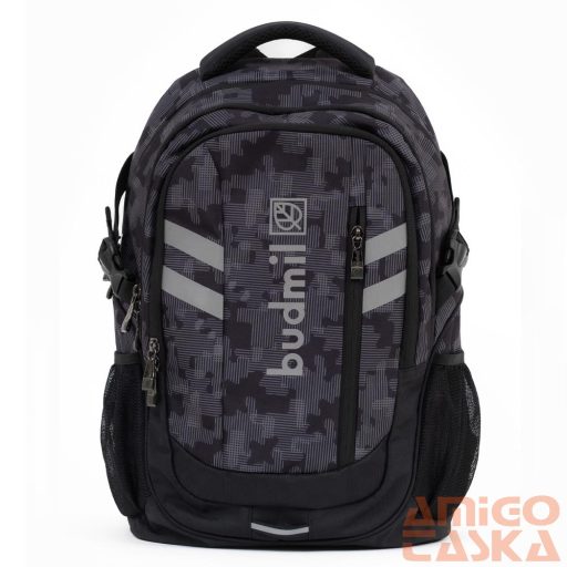 Budmil szürke / fekete mintás textil hátizsák 10110221/s20