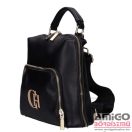 Chiara fekete elöl zsebes rostbőr női kézi / váll / hátitáska e658-bis pola