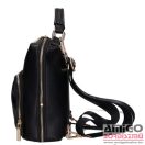 Chiara fekete elöl zsebes rostbőr női kézi / váll / hátitáska e658-bis pola