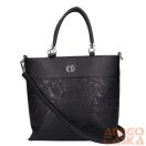 Chiara fekete erezett / virágmintás rostbőr női kézi / válltáska k708 salamank