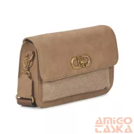 David jones barna műbőr / textil női válltáska cm7779
