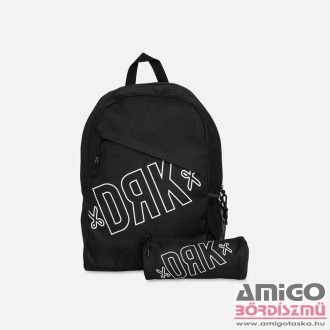   Dorko fekete / fehér feliratos textil hátizsák + tolltartó da2327-0001