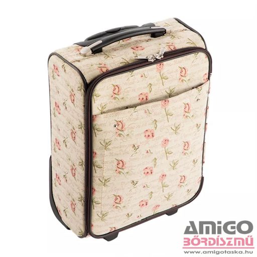 Emporio valentini rózsaszín virágmintás kicsi textil bőrönd 8169