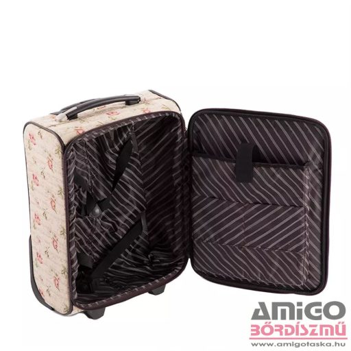 Emporio valentini rózsaszín virágmintás kicsi textil bőrönd 8169