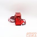 Erick metál piros erezett kicsi műbőr női válltáska h1071