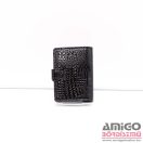 Fuerdanni fekete / lakk / nyomottmintás álló patentos kártyatartó k19