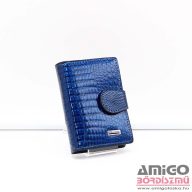   Fuerdanni kék / lakk / nyomottmintás álló patentos kártyatartó k19