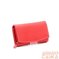   Gina monti piros belül cipzáras közepes női bőr pénztárca 2320