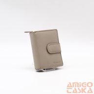   Gina monti világos barna kivül cipzáras hátul lehajtós kicsi női bőr pénztárca 2323