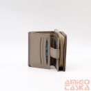 Gina monti világos barna kivül cipzáras hátul lehajtós kicsi női bőr pénztárca 2323