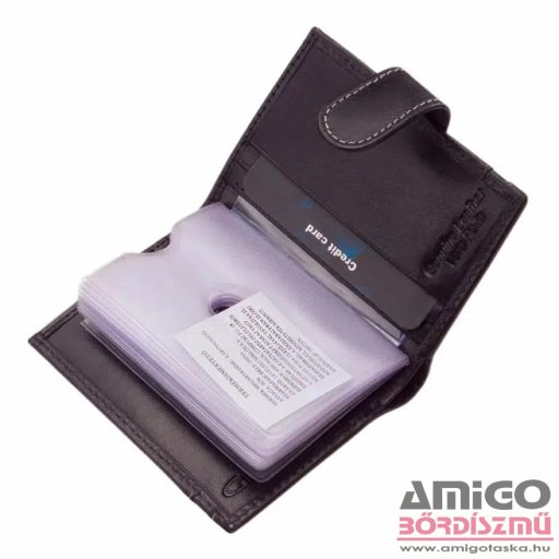 Giultieri fekete / sötétbarna patentos álló bőr kártyatartó gcs2038