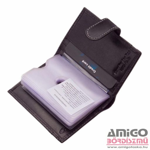 Giultieri fekete / szürke patentos álló bőr kártyatartó gcs2038