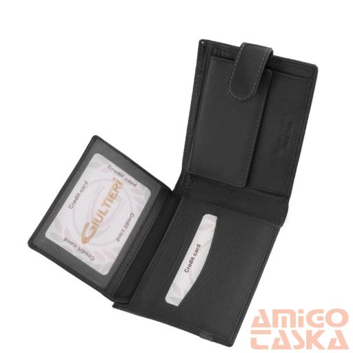 Giultieri fekete patentos férfi bőr pénztárca smc09/t