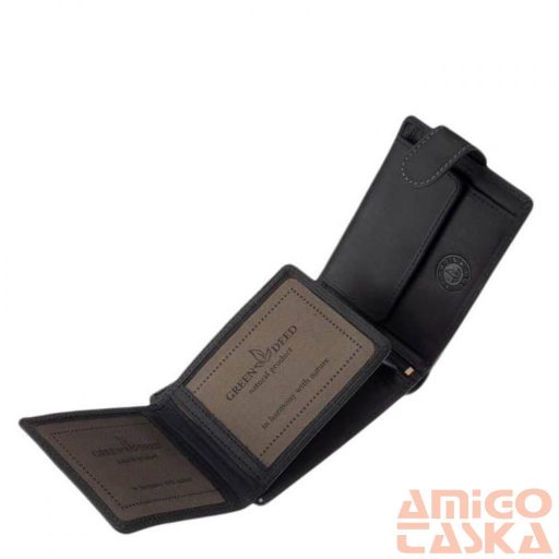 Green deed fekete csukás patentos férfi bőr pénztárca acs1021/t