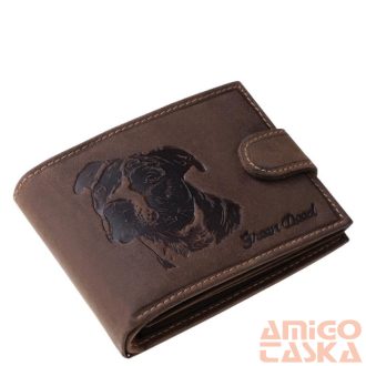   Green deed barna / sárga varrott kutyás patentos férfi bőr pénztárca amst1021/t