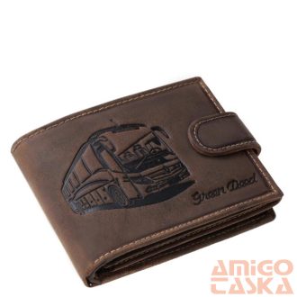   Green deed barna / sárga varrott buszos patentos férfi bőr pénztárca bujo1021/t