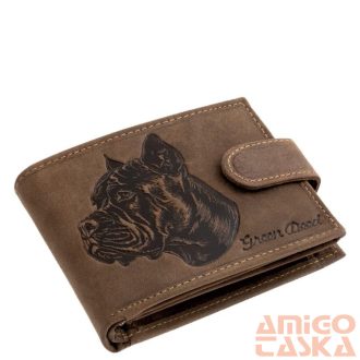   Green deed barna / sárga varrott kutyás patentos férfi bőr pénztárca canec1021/t