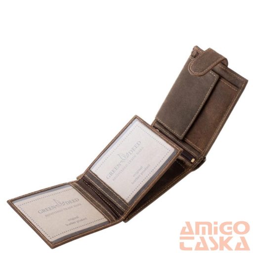Green deed barna / sárga varrott kutyás patentos férfi bőr pénztárca canec1021/t