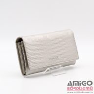   Gregorio ekrü / anyagában mintás / lakk belül keretes nagy női bőr pénztárca cb-100