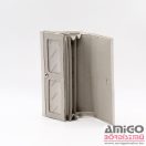 Gregorio ekrü lakk / anyagában mintás cipzáras hátul lehajtós nagy női bőr pénztárca cb-122