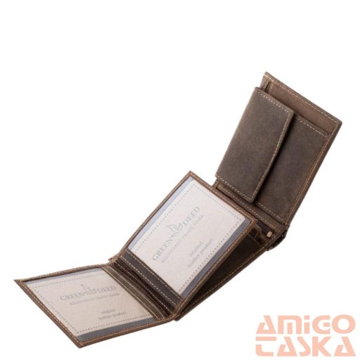 Green deed barna / sárga varrott kutyás férfi bőr pénztárca coll1021