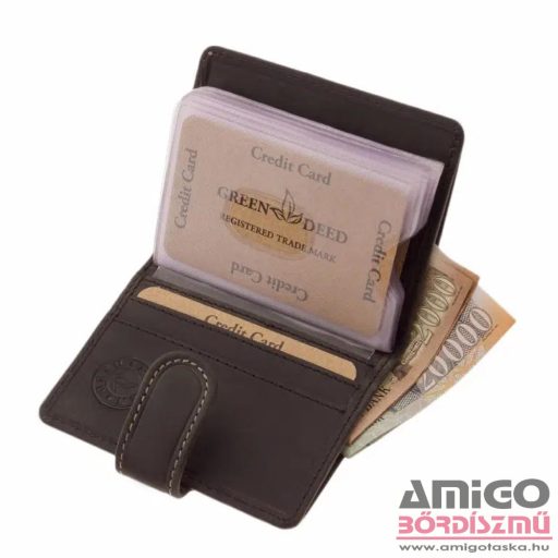 Green deed fekete patentos álló bőr kártyatartó gde2038/t-4